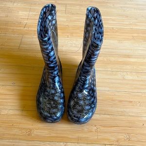 Glitter leopard print light up rain boots